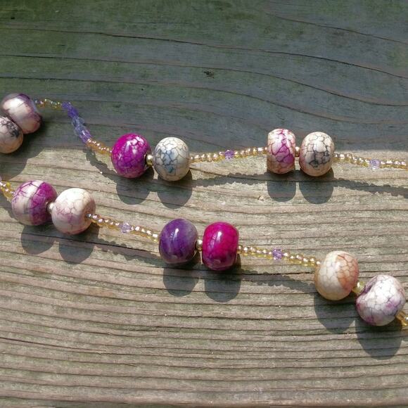 Artisan Ceramic Heart Beaded Suncatcher Life is a Journey Crackled Glass NEW - Picture 10 of 15